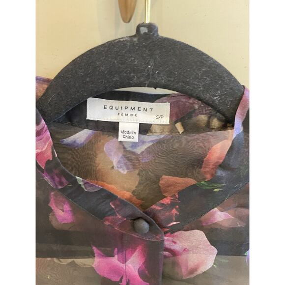 NWT $300 Equipment Boleyn 100% Silk Sheet Floral Button Front Blouse Small - Picture 10 of 13